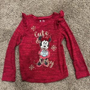 Disney and Jumping Beans Red Long Sleeve Sparkly Holiday Minnie Mouse shirt.